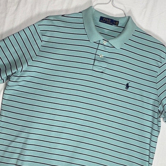 Polo Ralph Lauren Other - Polo Ralph Lauren Mens‎ Striped Short Sleeve Polo Shirt Aqua Navy XL